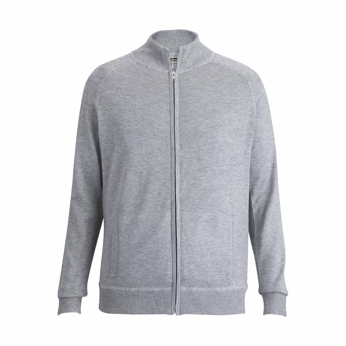 Edwards Men's Stylish Grey Heather Full-Zip Sweater Jacket with Pockets
