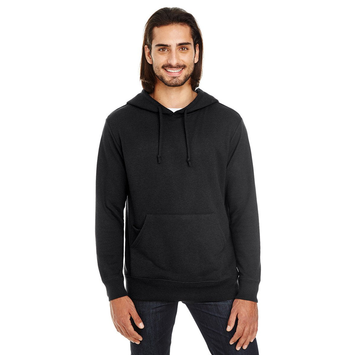 Threadfast Unisex Black Triblend French Terry Stylish Hoodie