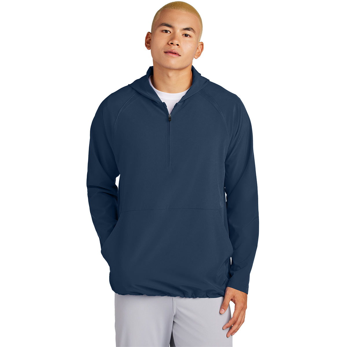 Sport-Tek Men's True Navy Repeat 1/2-Zip Long Sleeve Hooded Jacket - Your Outdoor Essential