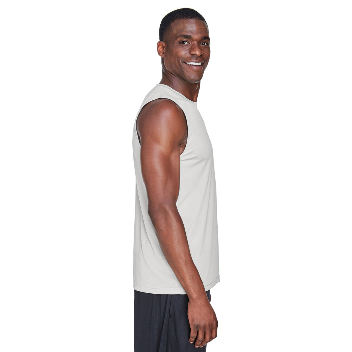 Team 365 Men's Silver Zone Performance Muscle T-Shirt - Ideal for Outdoor Sports