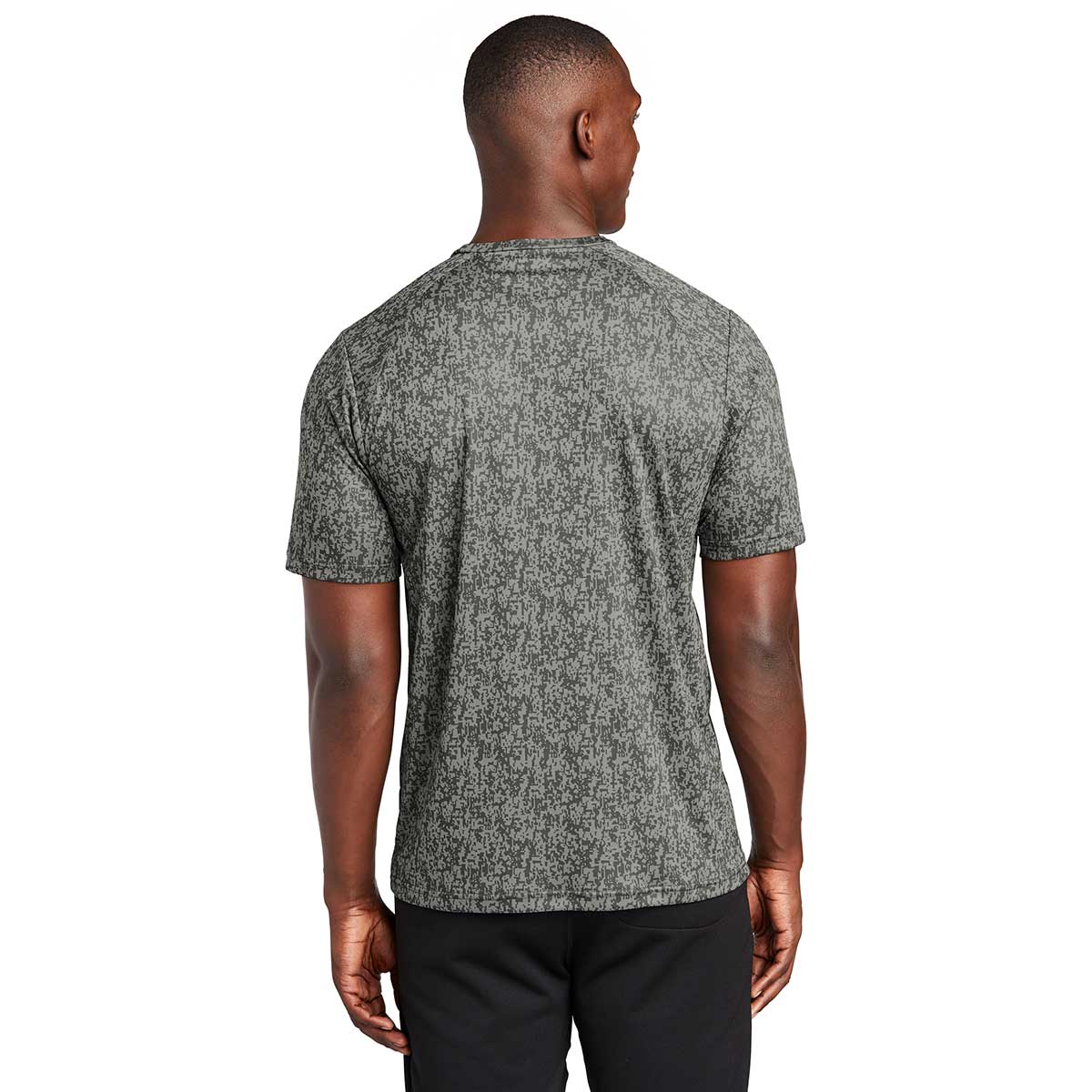 Sport-Tek Men's Grey Concrete Digi Camo Short Sleeve Tee: PosiCharge Style!