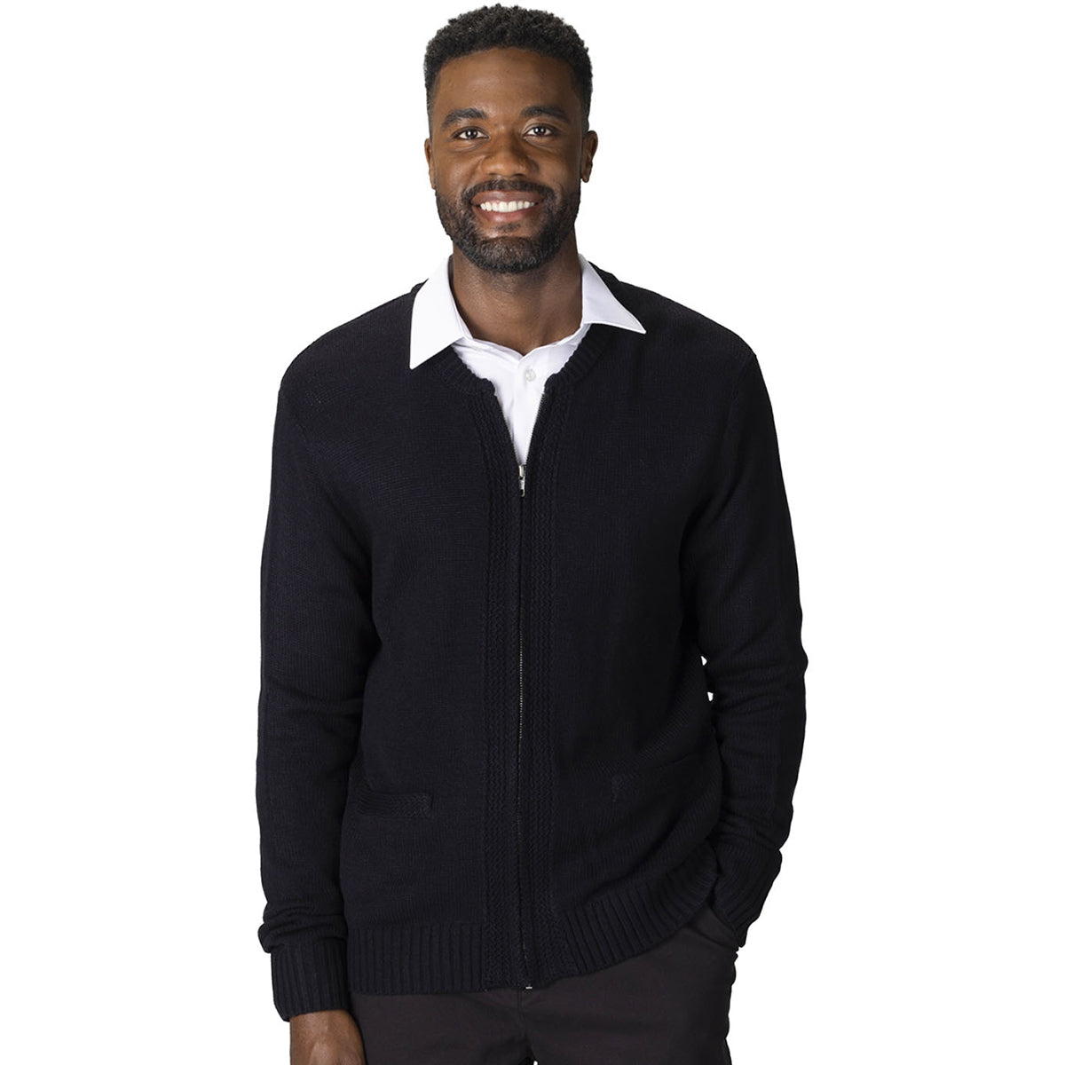 Edwards Men's Navy Heavyweight Acrylic Stylish Full - Zip Cardigan
