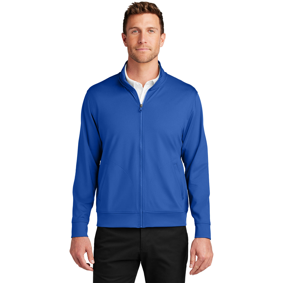 Port Authority Men's True Royal C-FREE Double Knit Full-Zip Jacket - A Must-Have for Active Men