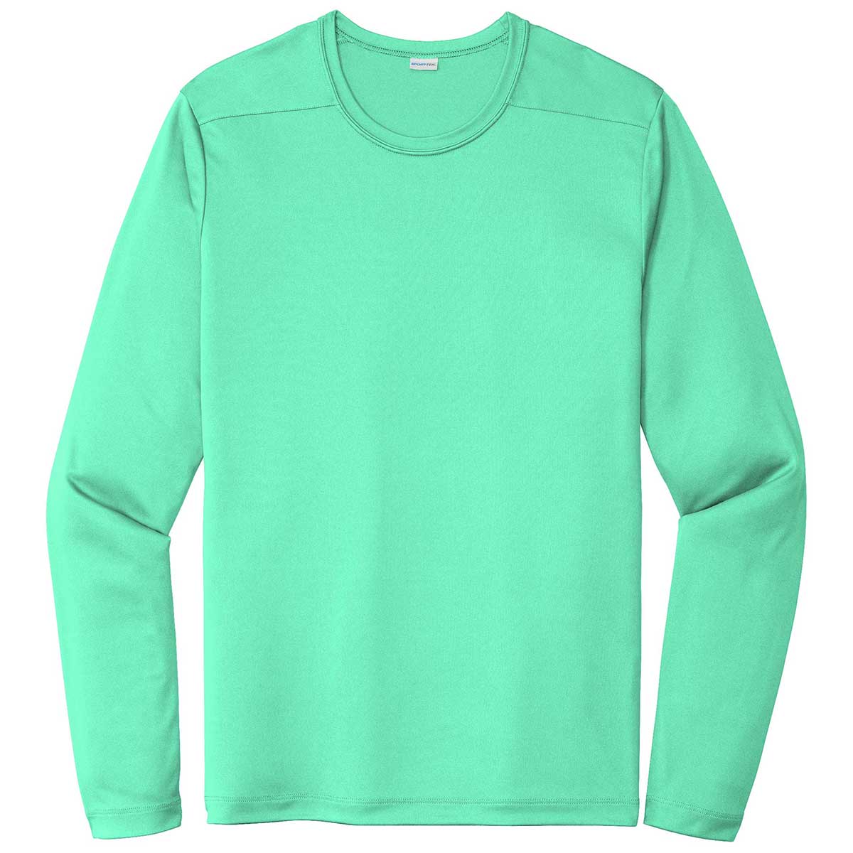 Sport-Tek Men's Stunning Bright Seafoam Posi-UV Pro Long Sleeve Tee - A Must-Have!
