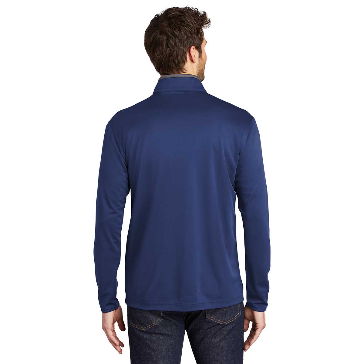 Port Authority Men's Royal/Steel Grey Silk Touch Performance Quarter Zip - A Stylish and Functional Choice!