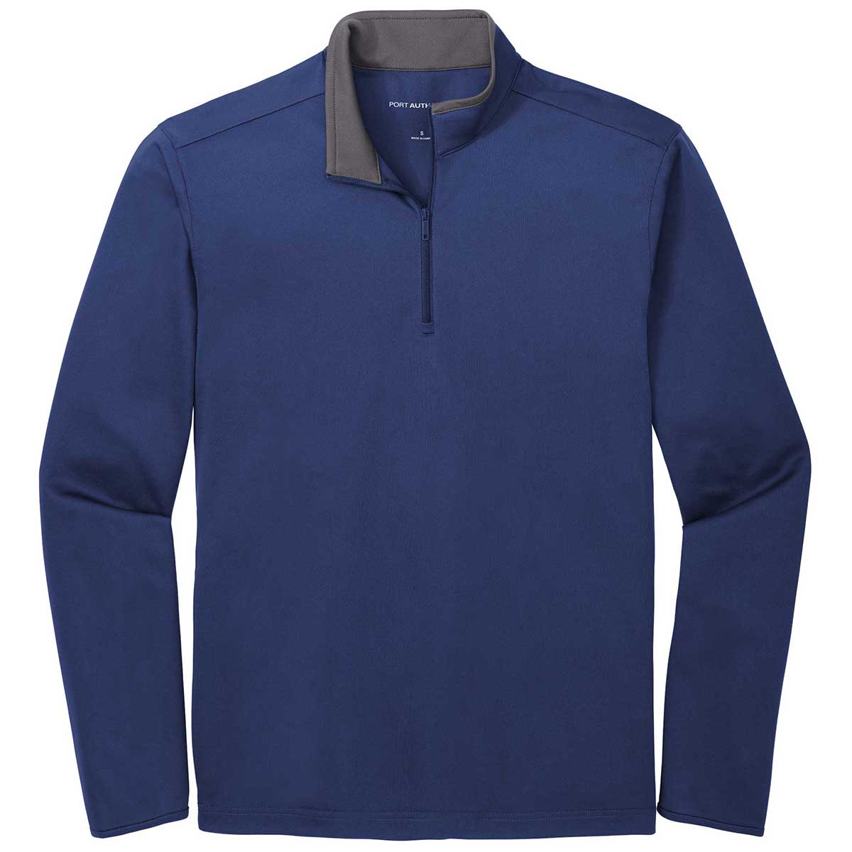 Port Authority Men's Royal/Steel Grey Silk Touch Performance Quarter Zip - A Stylish and Functional Choice!