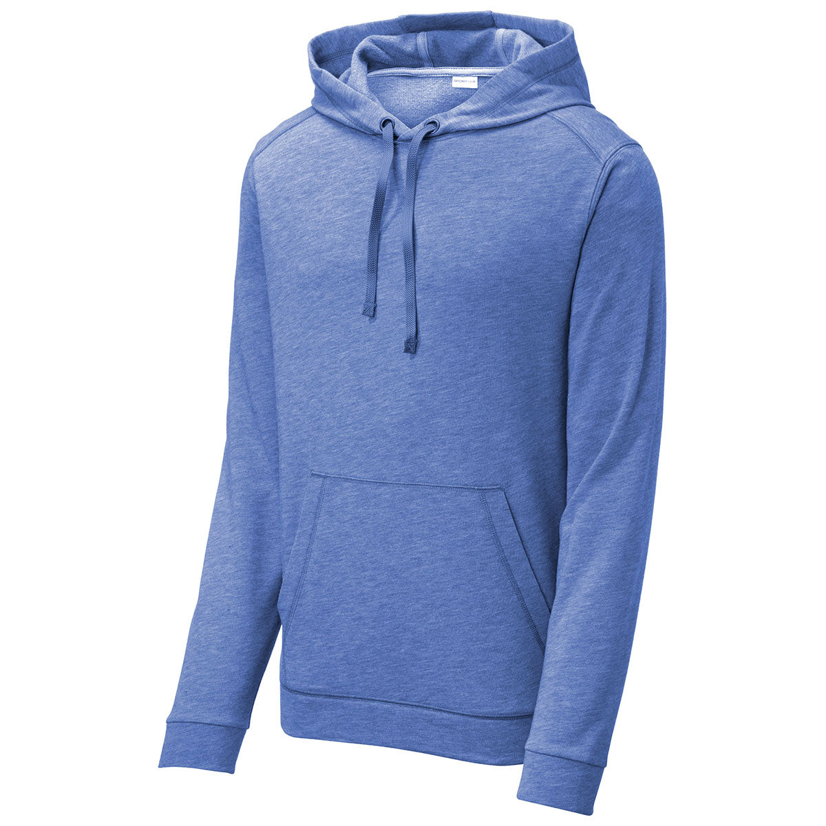 Sport-Tek Men's True Royal Heather PosiCharge Tri-Blend Wicking Fleece Hooded Pullover - Ideal for Active Men