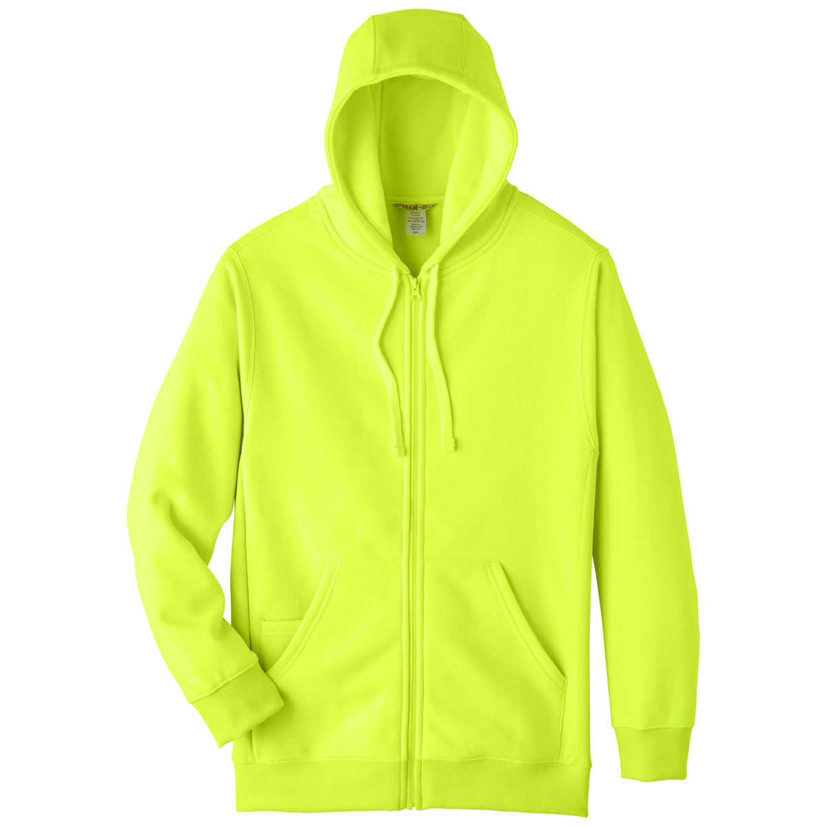 Team 365 Men's Safety Yellow HydroSport Heavyweight Full-Zip Hoodie - Perfect for Big Games