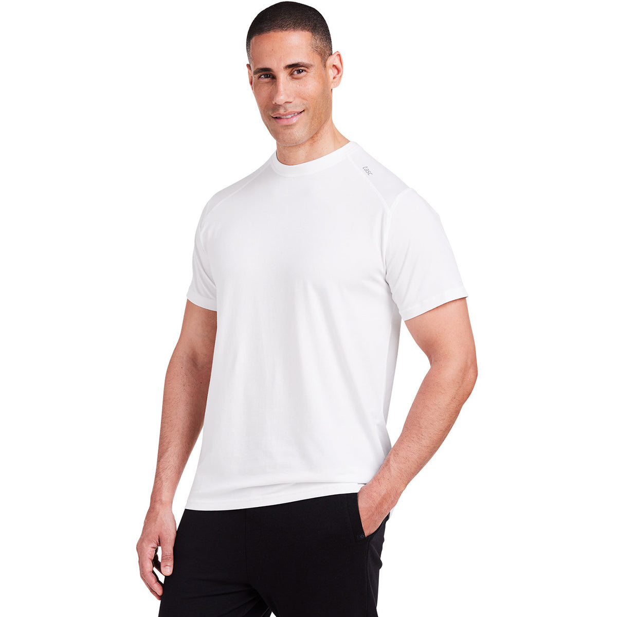 tasc Men's White Carrollton Active Fitness T-Shirt - Customizable & Sustainable