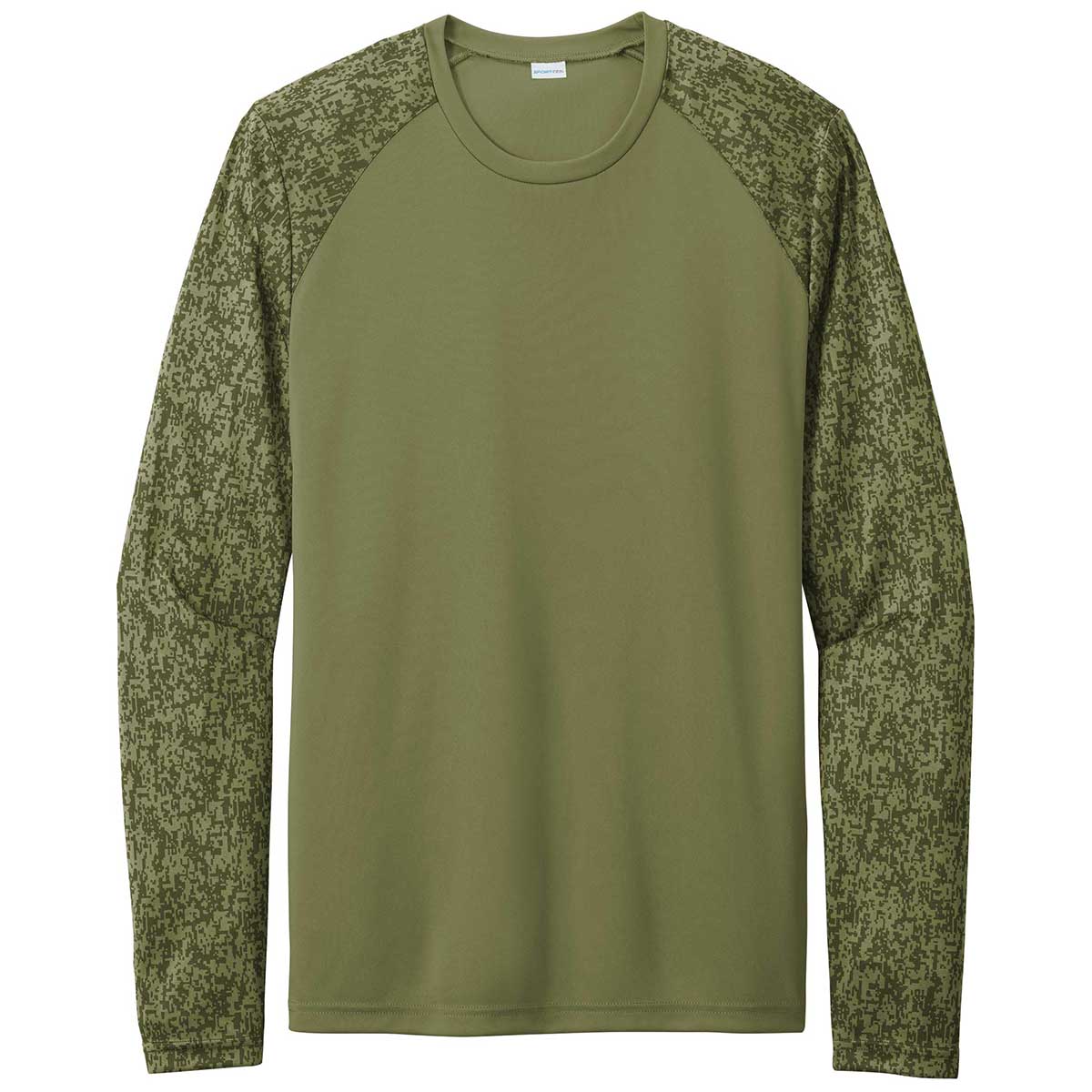 Sport-Tek Men's Olive Drab Green PosiCharge Digi Camo Long Sleeve Tee - Stand Out in Style!