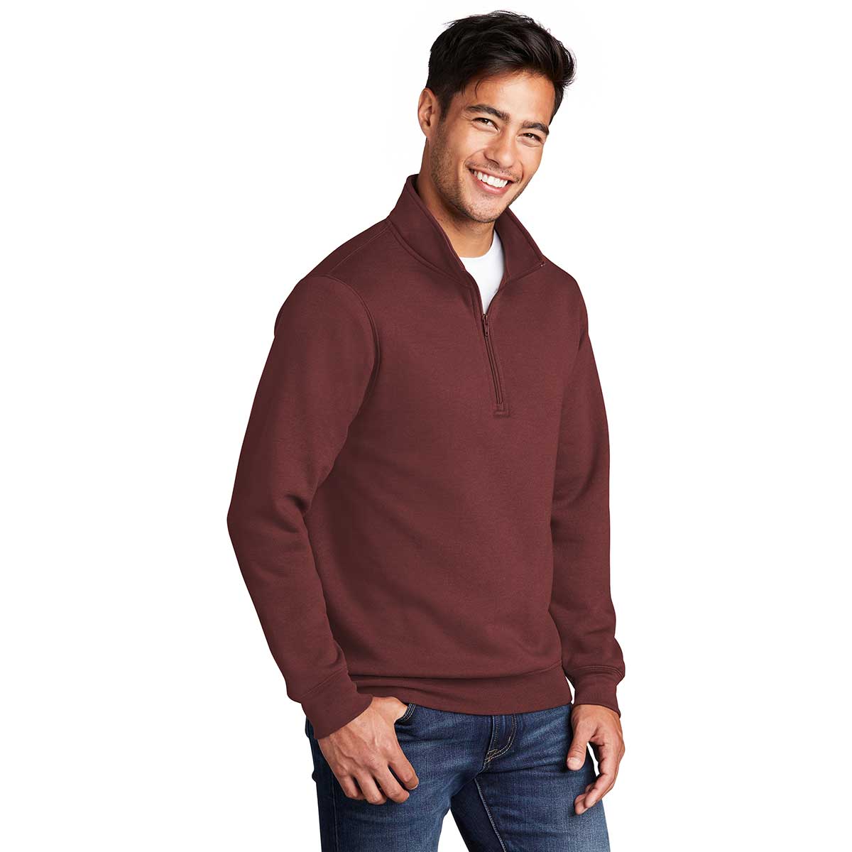 Port & Company Men's Stunning Maroon Core Fleece 1/4 Zip Pullover Sweatshirt