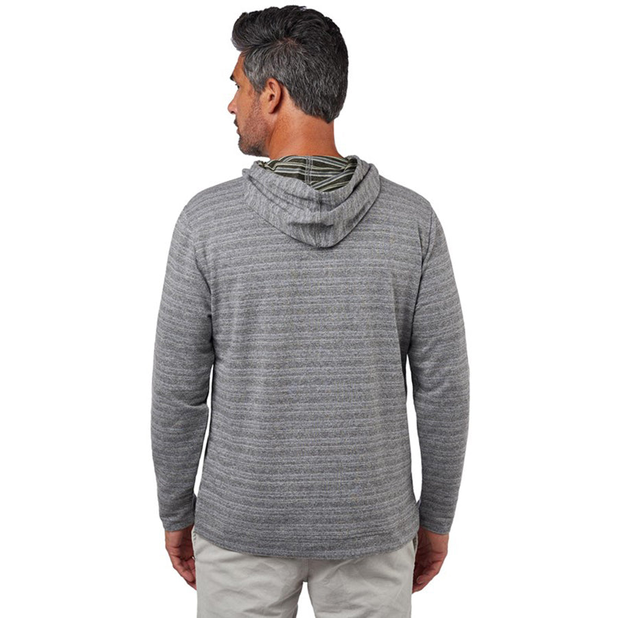 Landway Men's Stylish Heather Grey Montauk Reversed Stripe Hoodie
