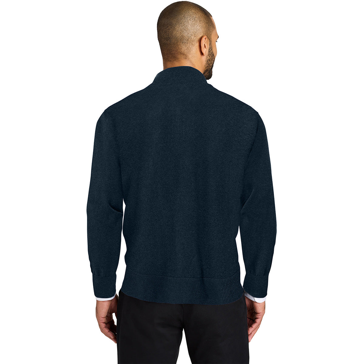 Port Authority Men's Stunning River Blue Navy Easy-Care 1/4-Zip Sweater