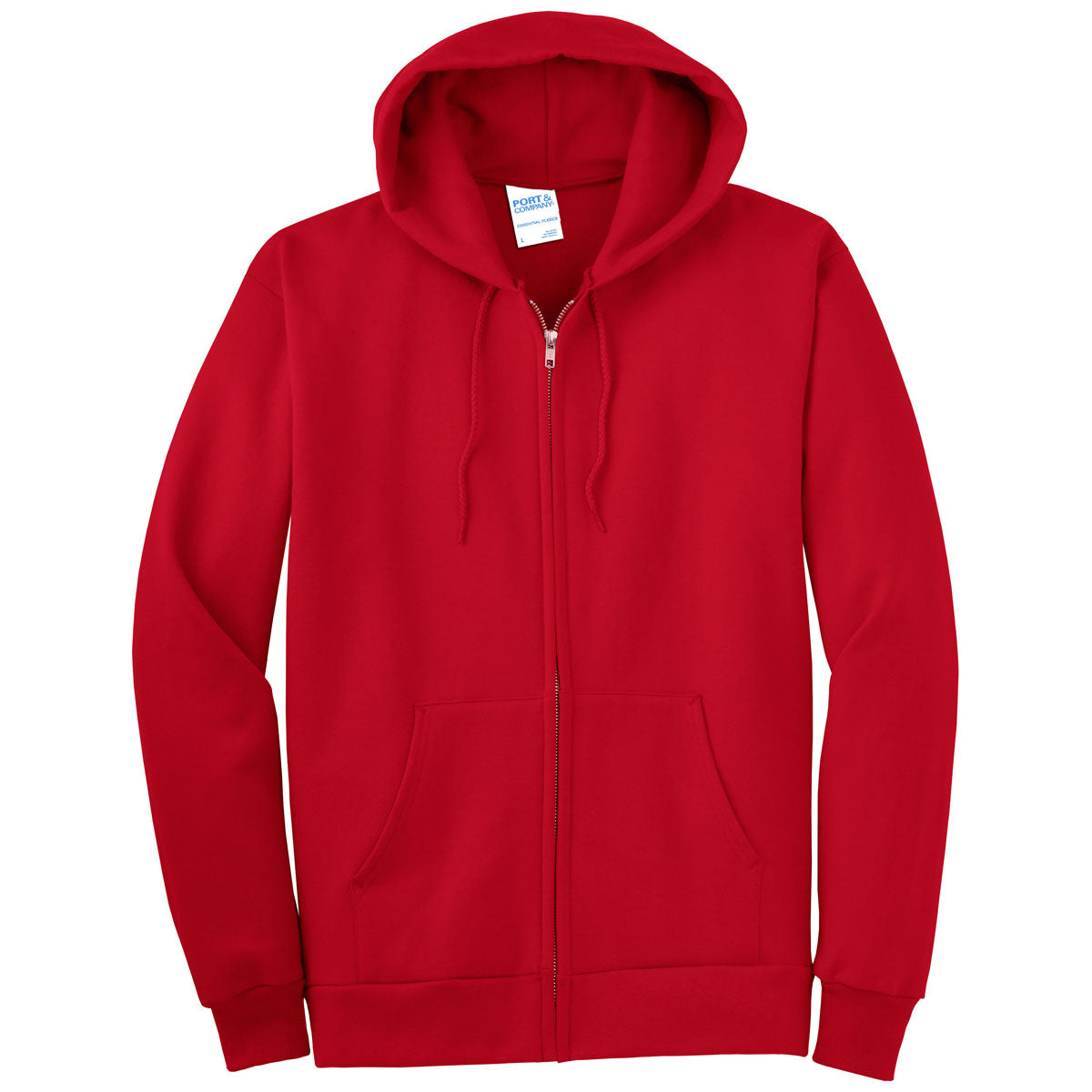 Port & Company Men's Stunning Red Essential Fleece Full-Zip Hooded Sweatshirt