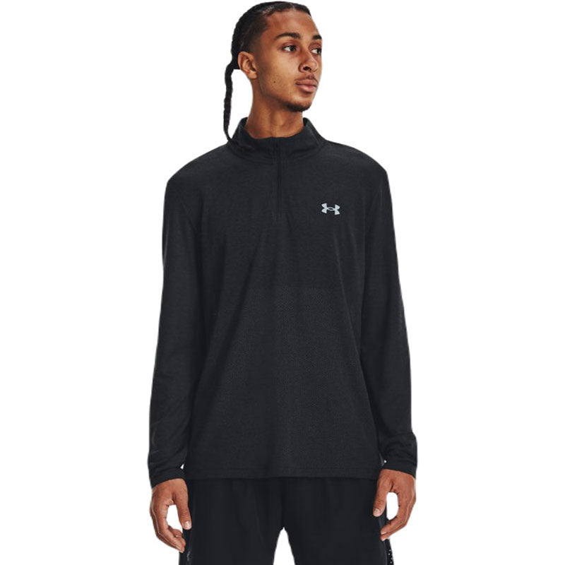 Under Armour Men's Sleek Black/Reflective Seamless Stride Quarter Zip - A Must-Have!