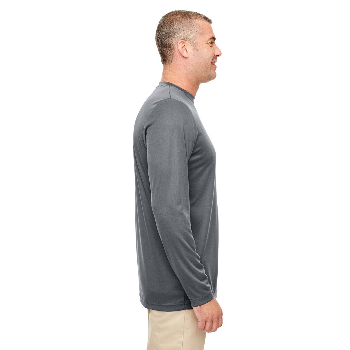 UltraClub Men's Charcoal Cool & Dry High-Performance Long-Sleeve Top - A Must-Have for Active Men!