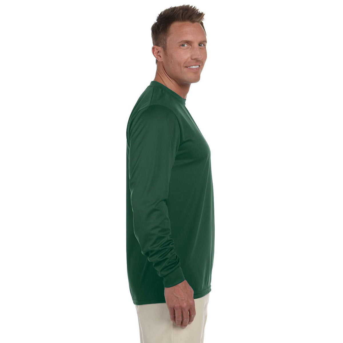 Augusta Sportswear Men's Dark Green Wicking Long-Sleeve T-Shirt - A Must-Have for Comfort and Style