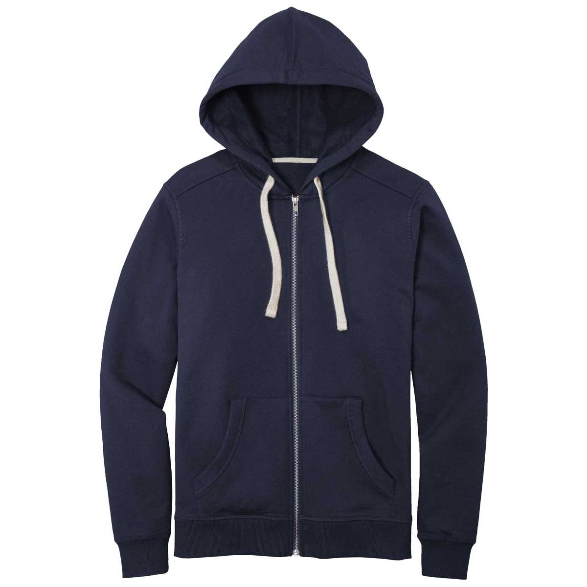 District Men's True Navy Re-Fleece Full-Zip Hoodie: Sustainable Style for Men