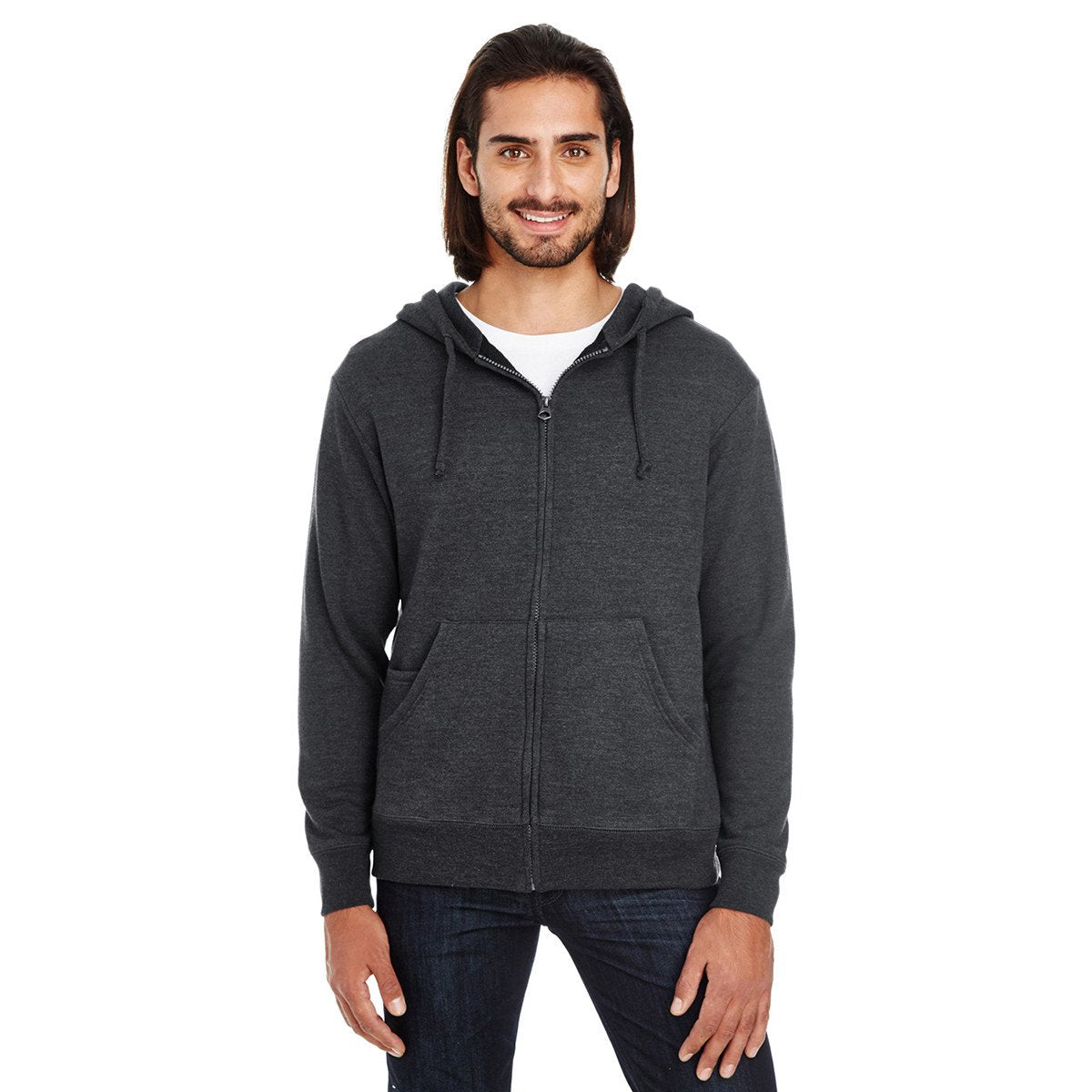 Threadfast Unisex Black Heather Triblend French Terry Full-Zip Jacket: A Must-Have!