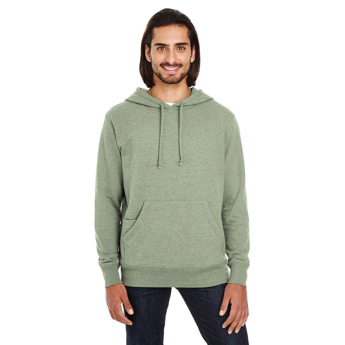 Threadfast Unisex Army Heather Triblend French Terry Stylish Hoodie