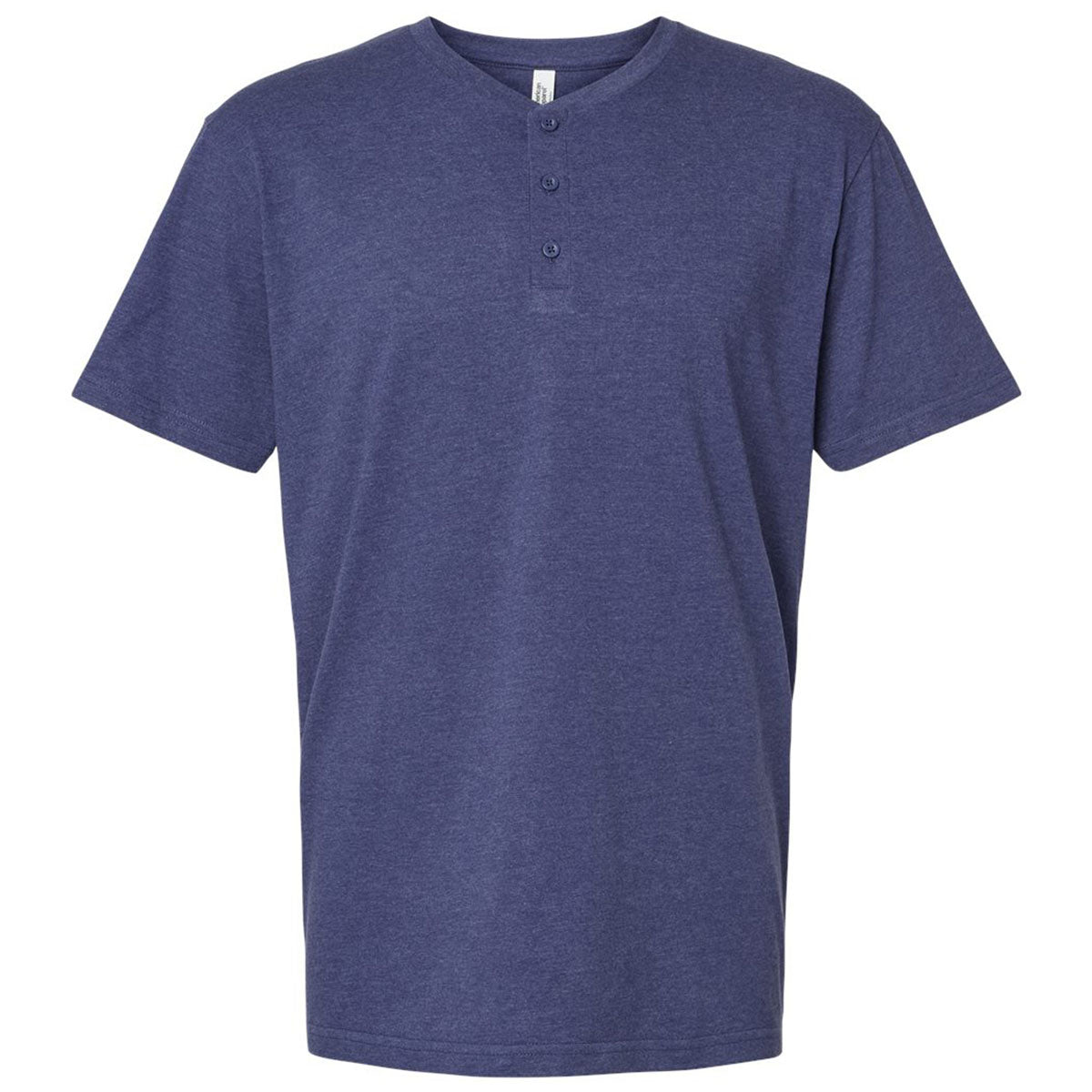 American Apparel Men's Stunning Heather Indigo CVC Henley Tee - A Must - Have!
