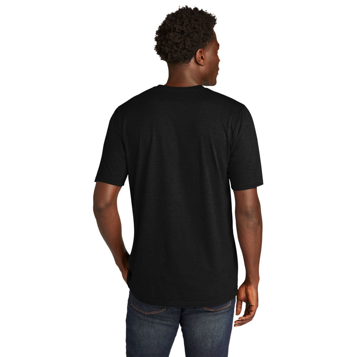New Era Men's Stylish Black Solid Tri-Blend Performance Tee