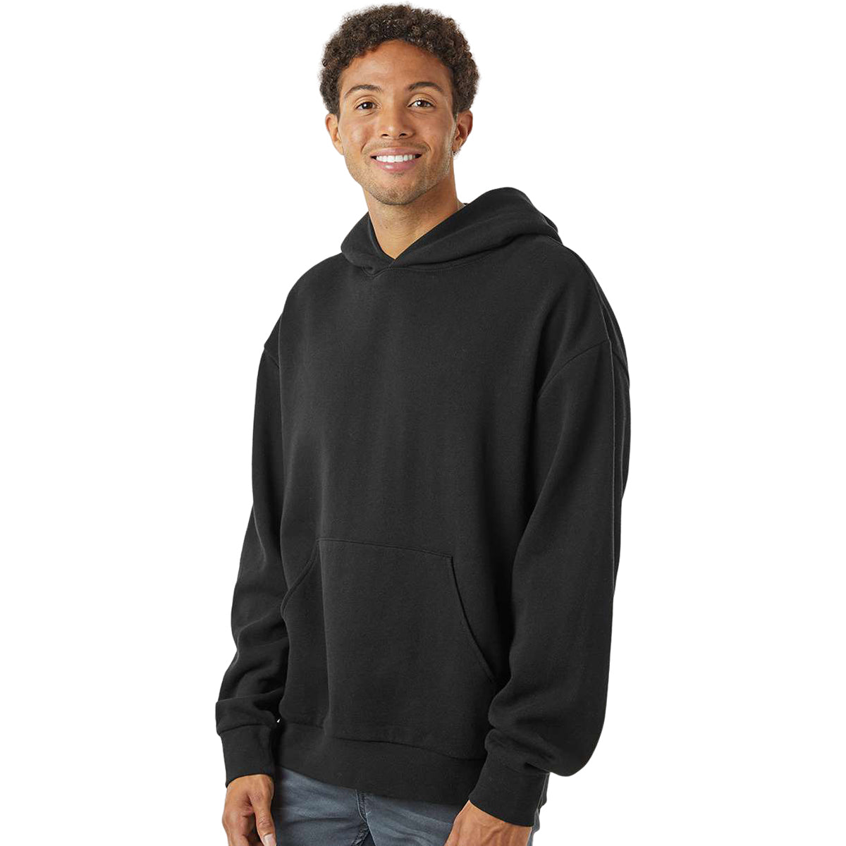 Independent Trading Co. Men's Black Avenue Stylish Pullover Hooded Sweatshirt