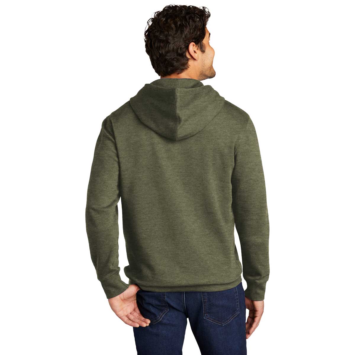 District Men's Olive Heathered V.I.T. Fleece Hoodie - A Comfort Must-Have!