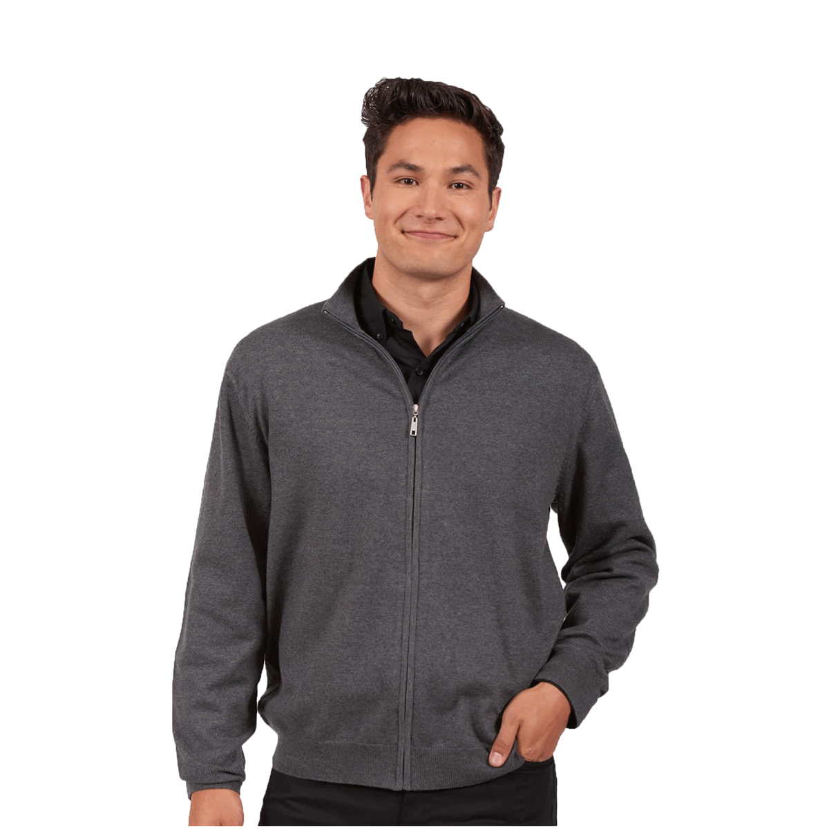 Edwards Men's Stylish Smoke Heather Full Zip Cotton Blend Cardigan