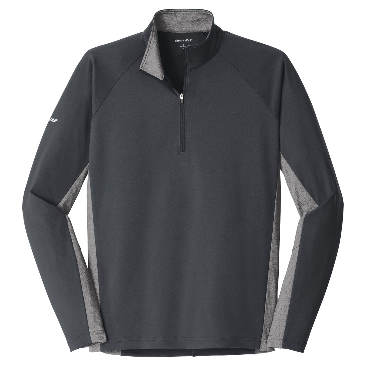 Sport-Tek Men's Charcoal Grey/Heather Charcoal Grey Sport-Wick Stretch 1/2-Zip Contrast Pullover