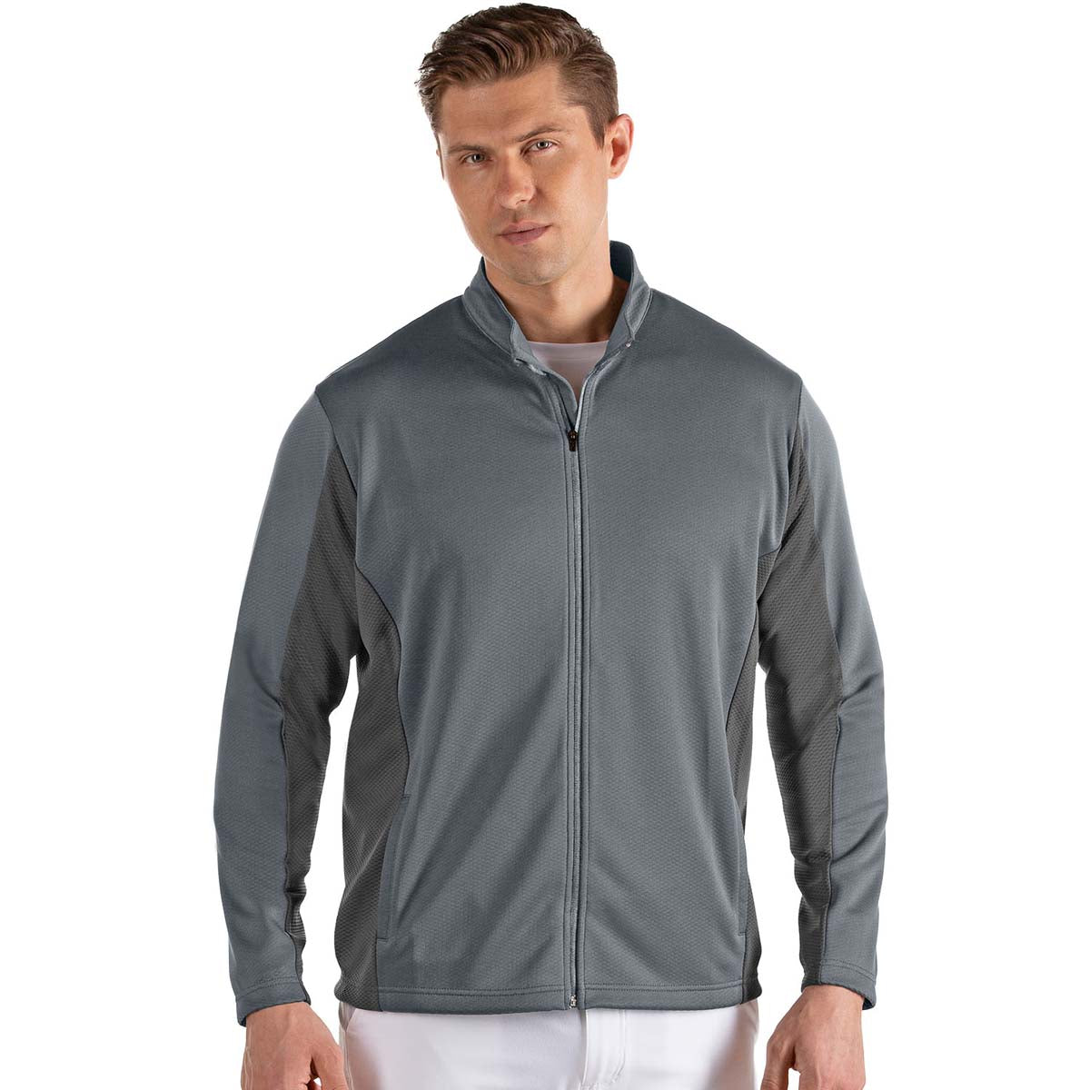 Antigua Men's Stylish Steel/Granite Passage Full Zip Jacket