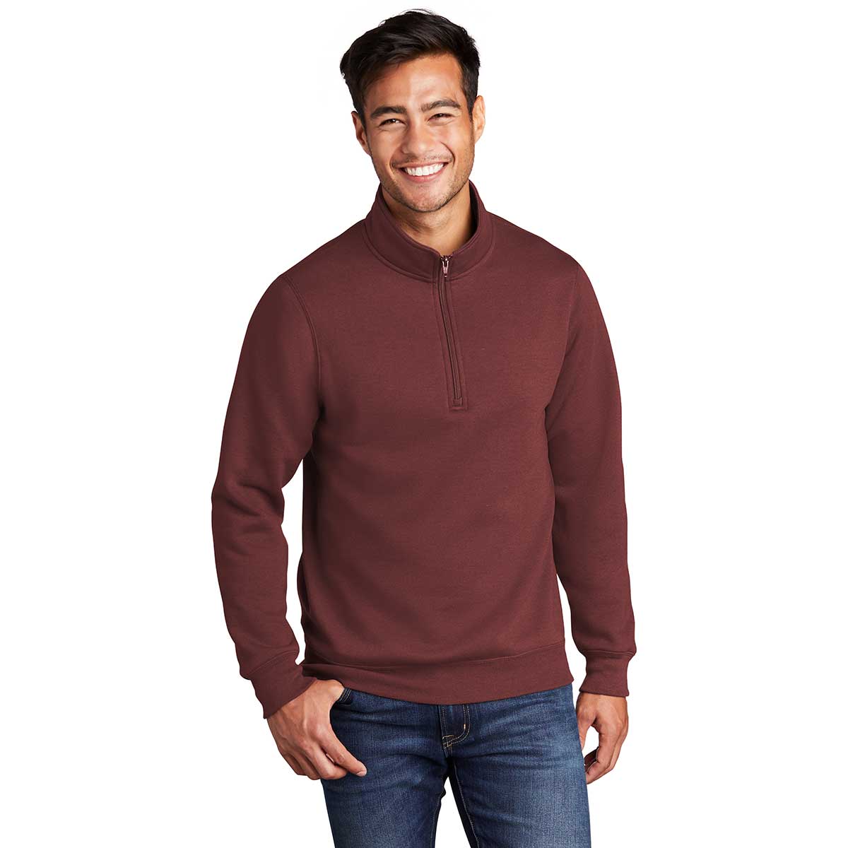 Port & Company Men's Stunning Maroon Core Fleece 1/4 Zip Pullover Sweatshirt