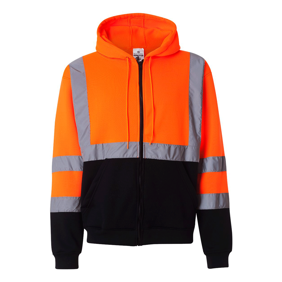 ML Kishigo Men's Hi-Vis Orange Full-Zip Hooded Safety Sweatshirt