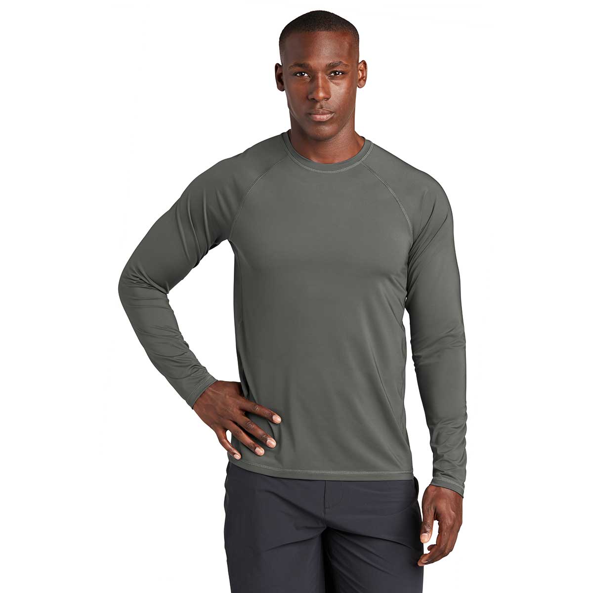 Sport-Tek Men's Dark Smoke Grey High-Performance Long Sleeve Rashguard Tee
