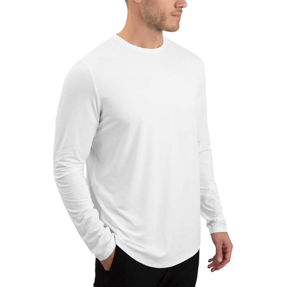 UNRL Men's Stunning White Ultra Long Sleeve Shirt