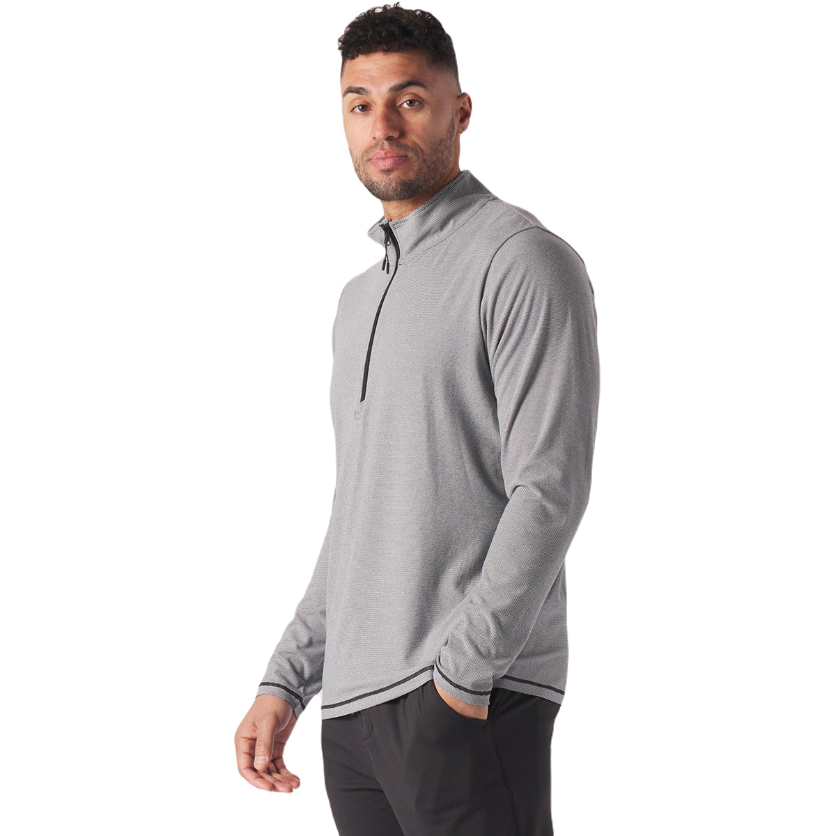 Glyder Men's Stylish Black/White Stripe Tahoe 1/4 Zip - Perfect Employee Gift