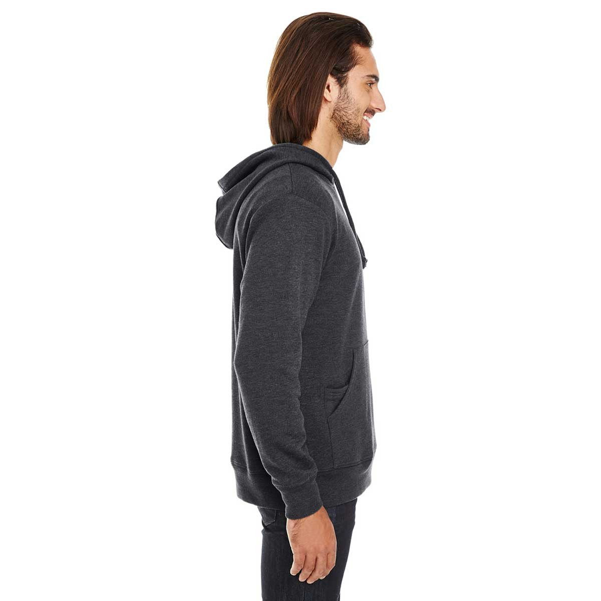 Threadfast Unisex Black Heather Triblend French Terry Promotional Hoodie