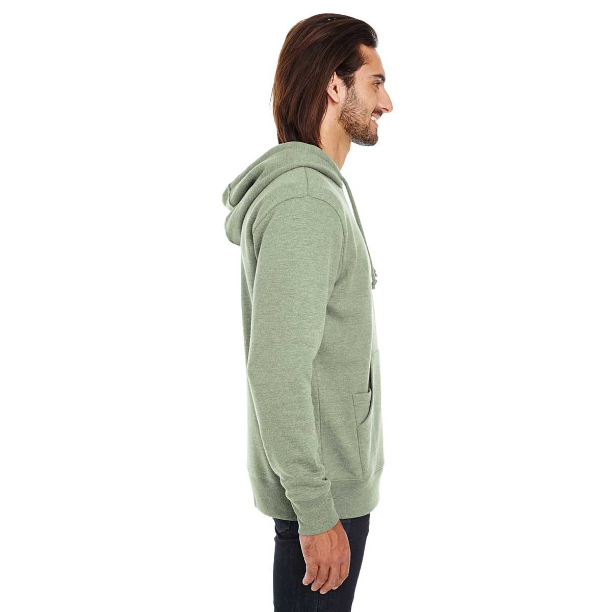 Threadfast Unisex Army Heather Triblend French Terry Stylish Hoodie