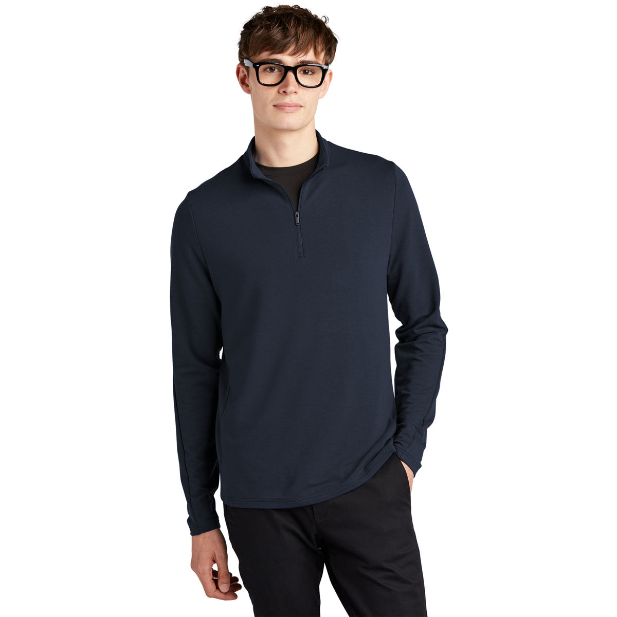 Mercer+Mettle Men's Night Navy Stretch 1/4 Zip Stylish Pullover
