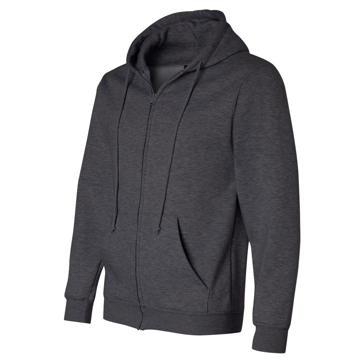 Bayside Men's Charcoal Heather USA-Made Full Zip Hoodie: A Must-Have for Your Team