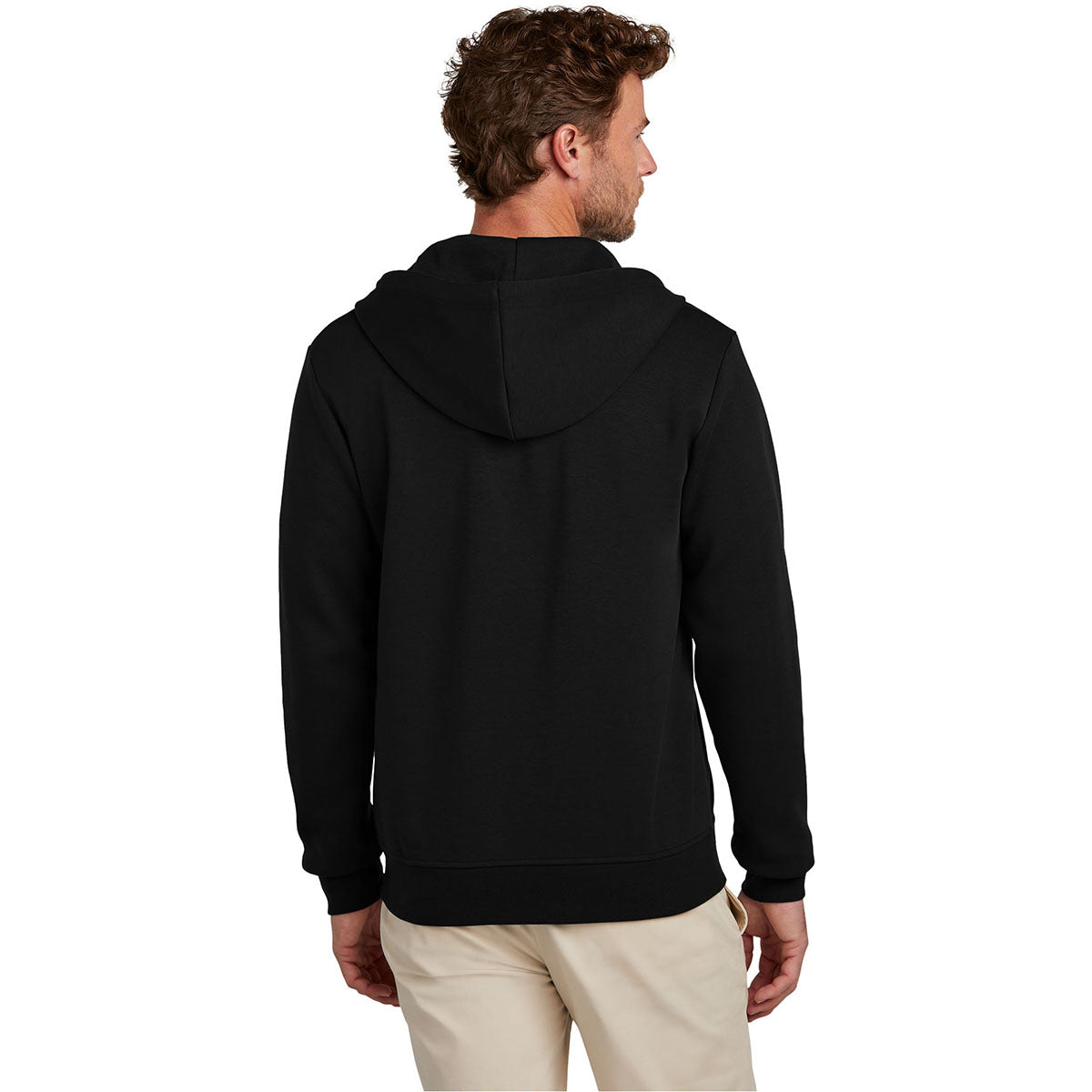 Brooks Brothers Men's Striking Deep Black Double-Knit Full Zip Hoodie