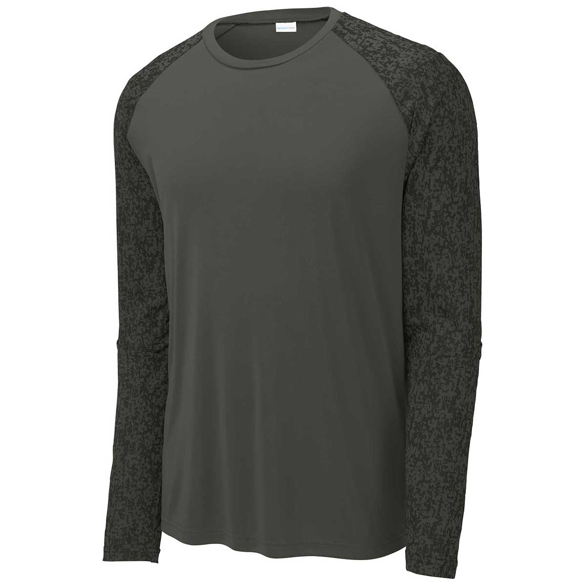 Sport-Tek Men's Stylish Black PosiCharge Digi Camo Long Sleeve Tee
