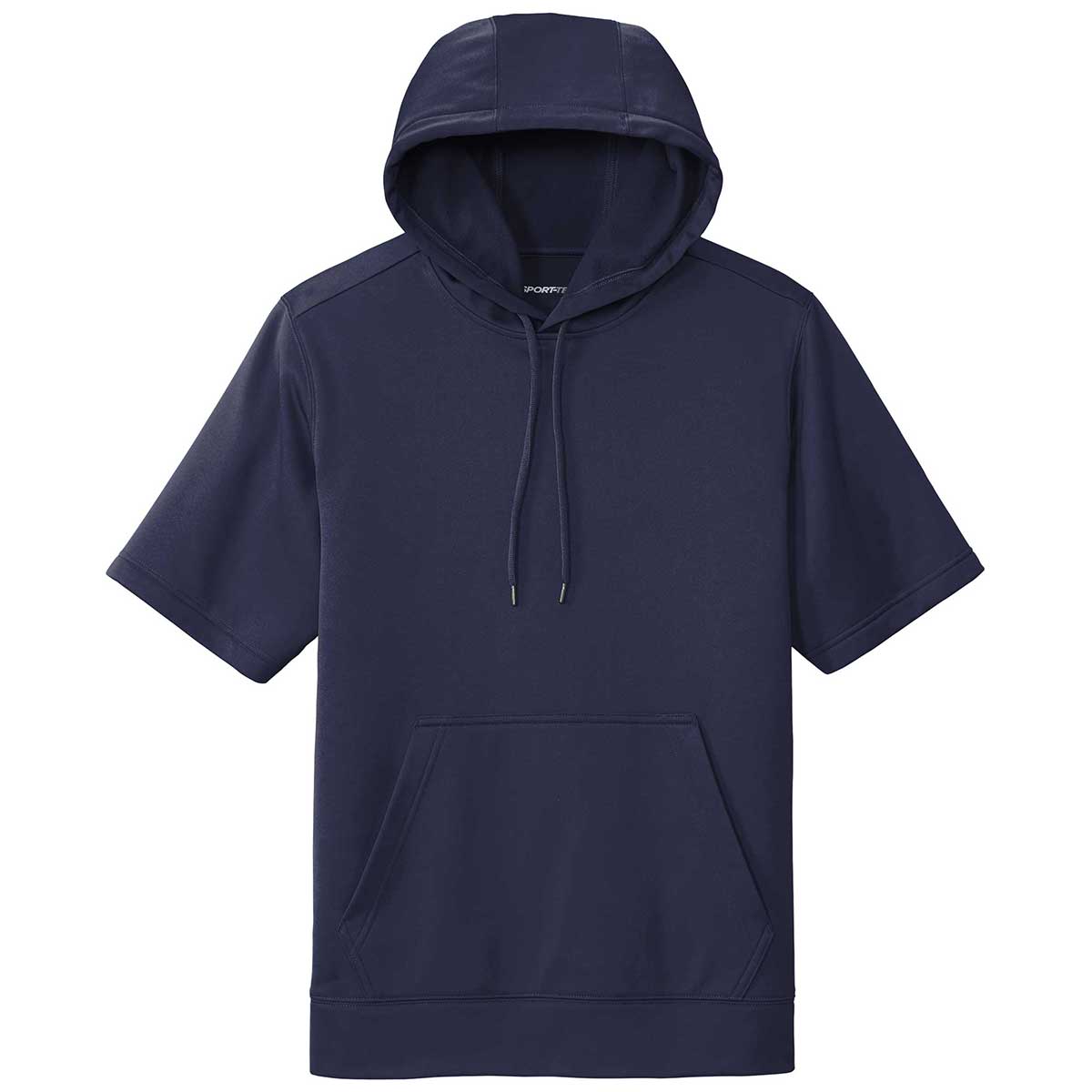 Sport-Tek Men's Navy Short Sleeve Sport-Wick Fleece Pullover Hoodie - Customizable!