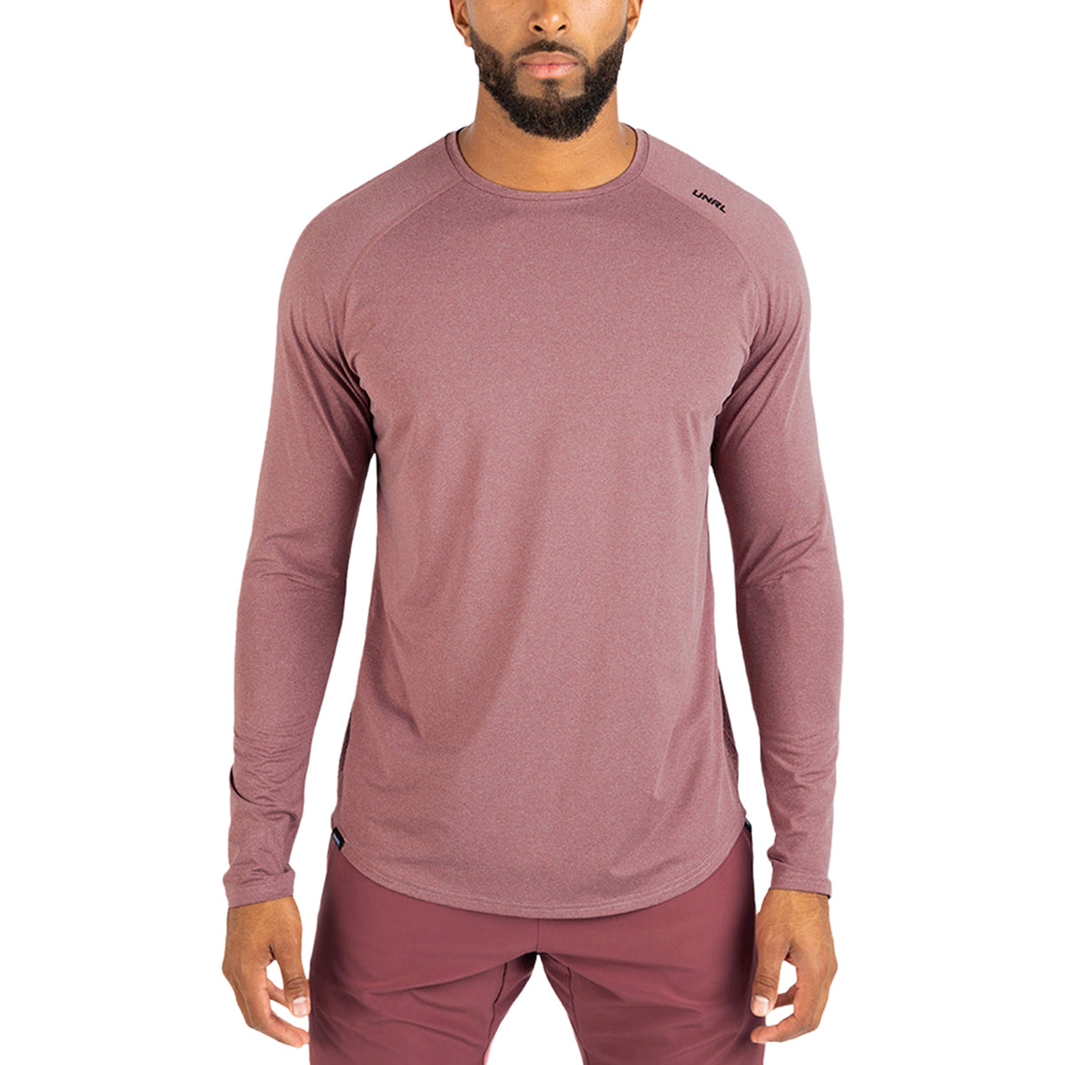 UNRL Men's Stylish Heather Auburn Stride Long Sleeve Shirt - Ideal for Corporate Events