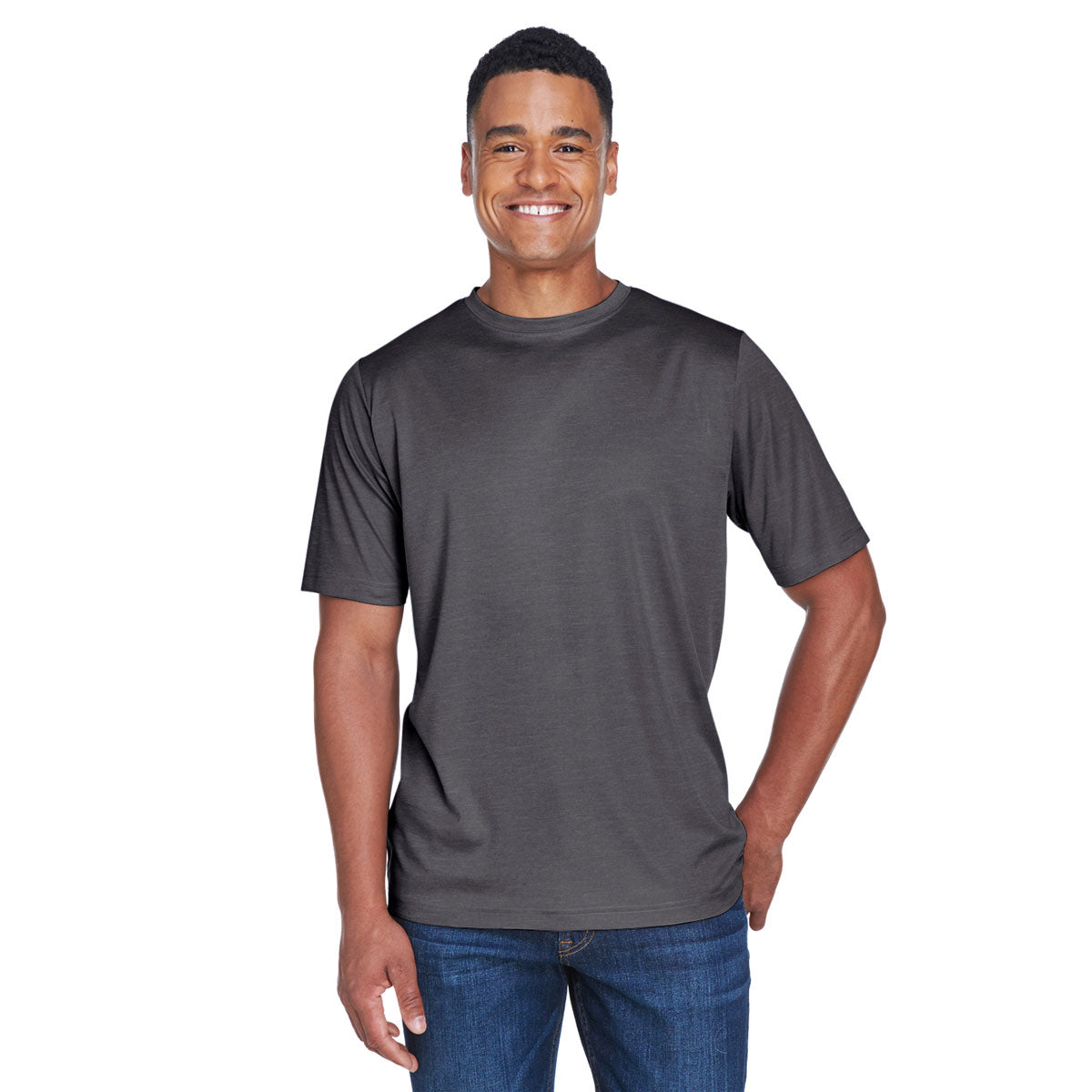 Team 365 Men's Dark Grey Heather Zone Sonic Heather Stylish Performance T-Shirt