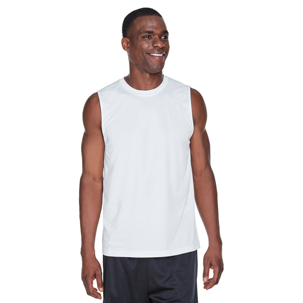 Team 365 Men's White Zone Performance Muscle T-Shirt - Ideal for Outdoor Work