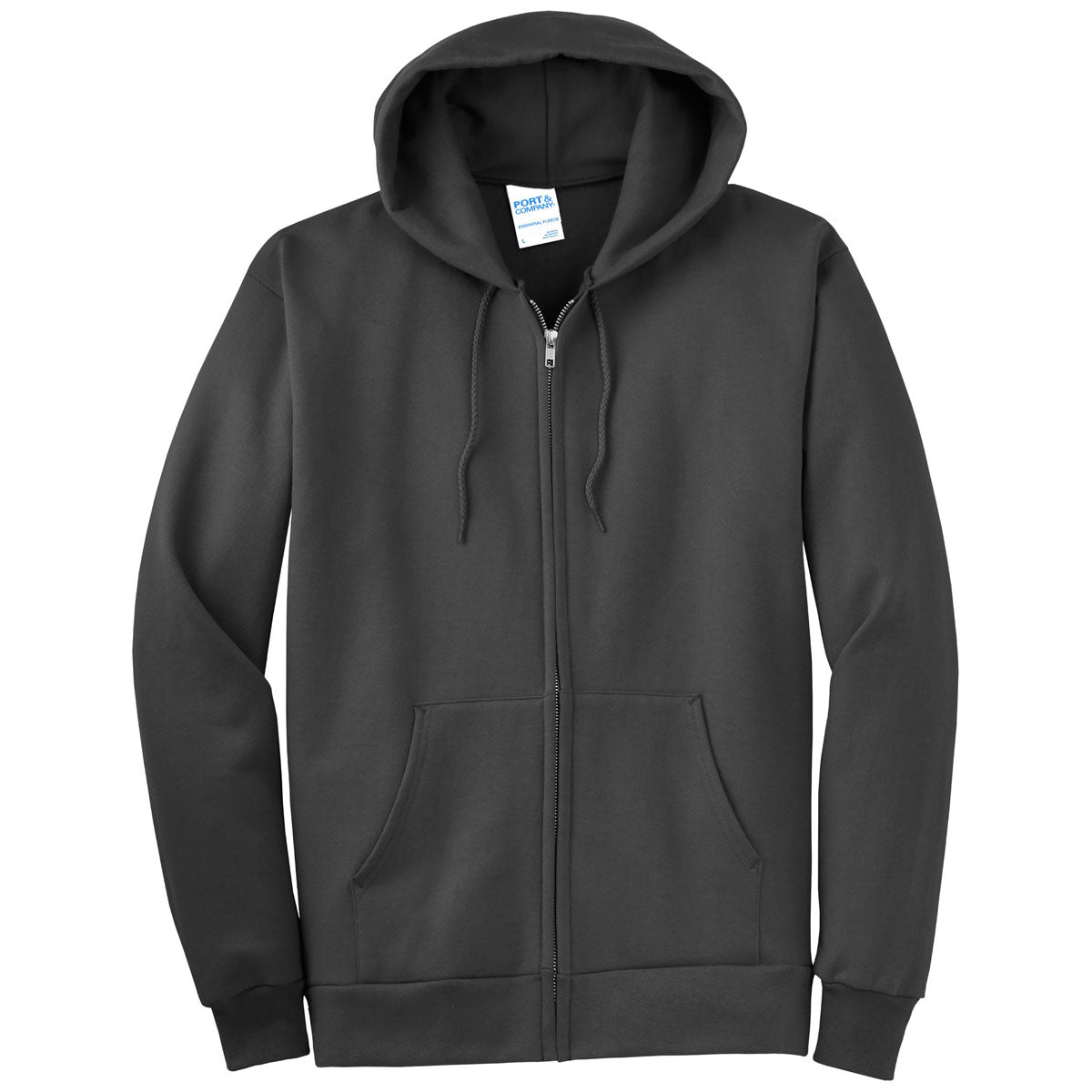Port & Company Men's Must-Have Charcoal Essential Fleece Full-Zip Hooded Sweatshirt