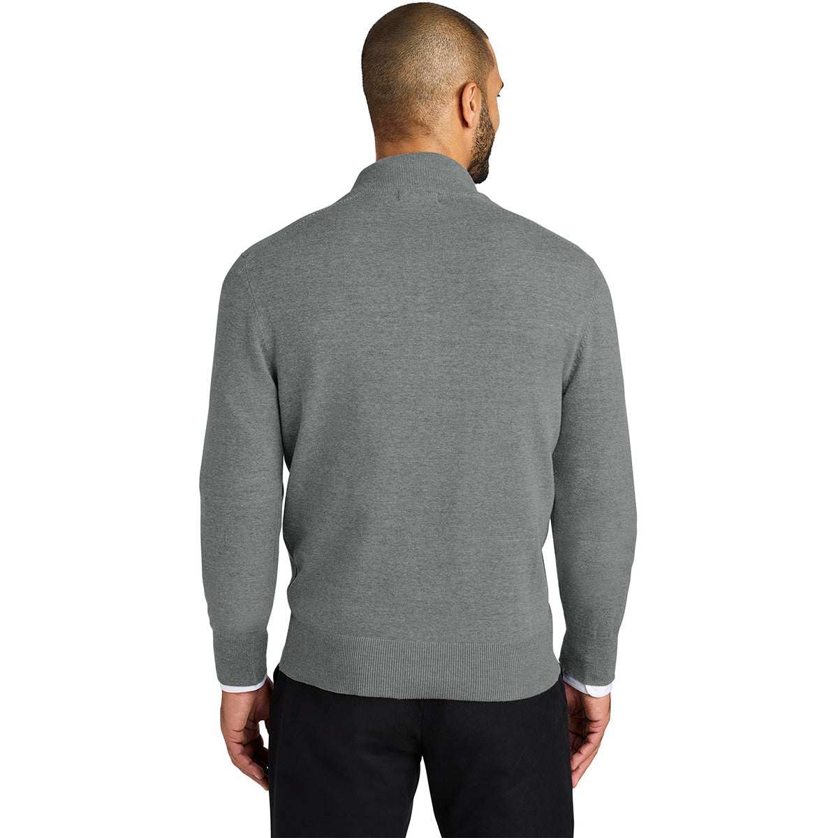 Port Authority Men's Medium Heather Grey 1/4-Zip Easy-Care Sweater: A Stylish Corporate Essential