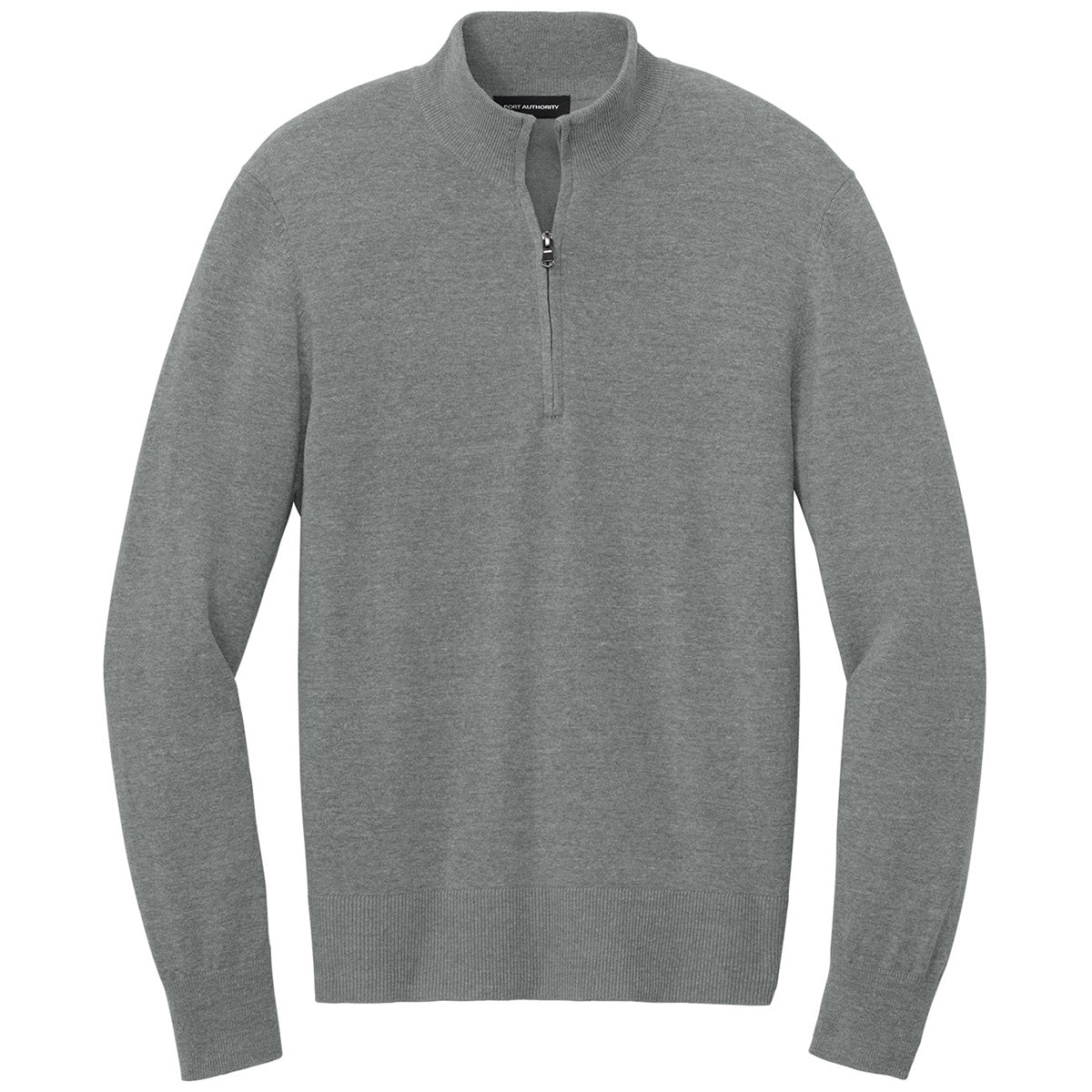 Port Authority Men's Medium Heather Grey 1/4-Zip Easy-Care Sweater: A Stylish Corporate Essential