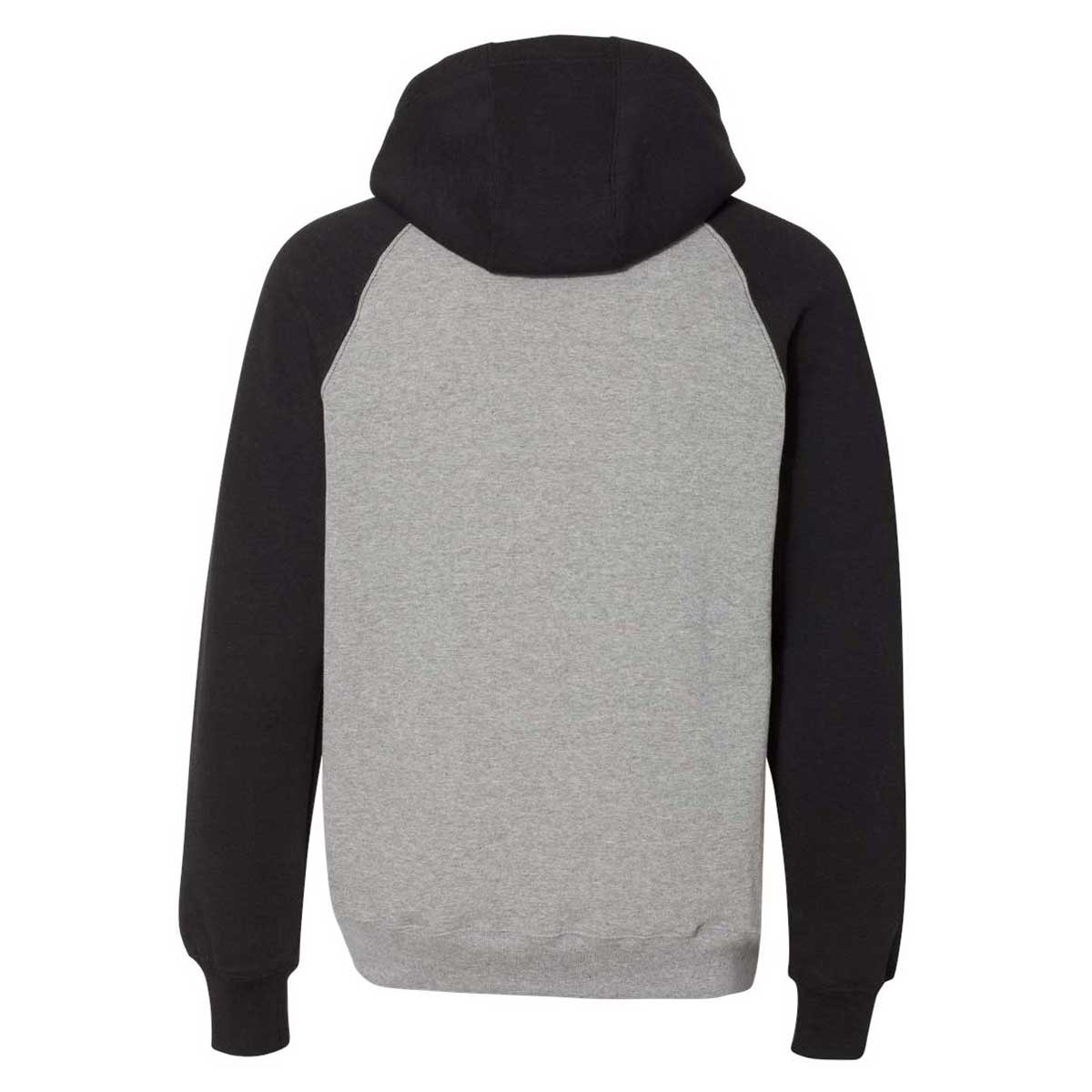 Russell Athletic Men's Stunning Oxford/Black Dri Power Colorblock Raglan Hooded Sweatshirt